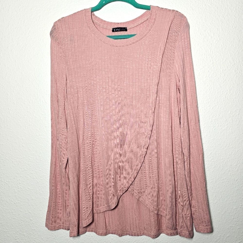 V ery J medium Maternity nursing top flowey pink comfort ling sleeve soft